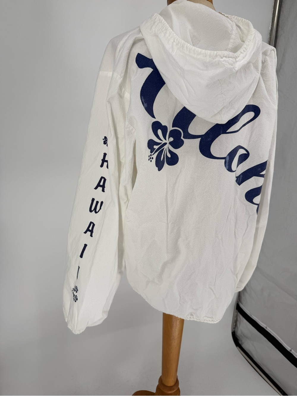 VTG Aloha Hawaii Lightweight Long Sleeve White Hooded Jacket sz XL